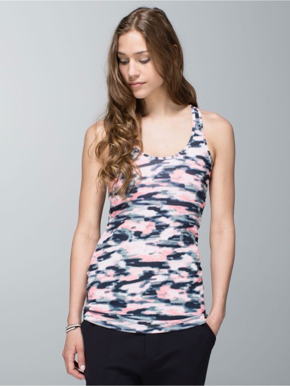 lululemon athletica Cool Racerback in Pink and Gray Camo